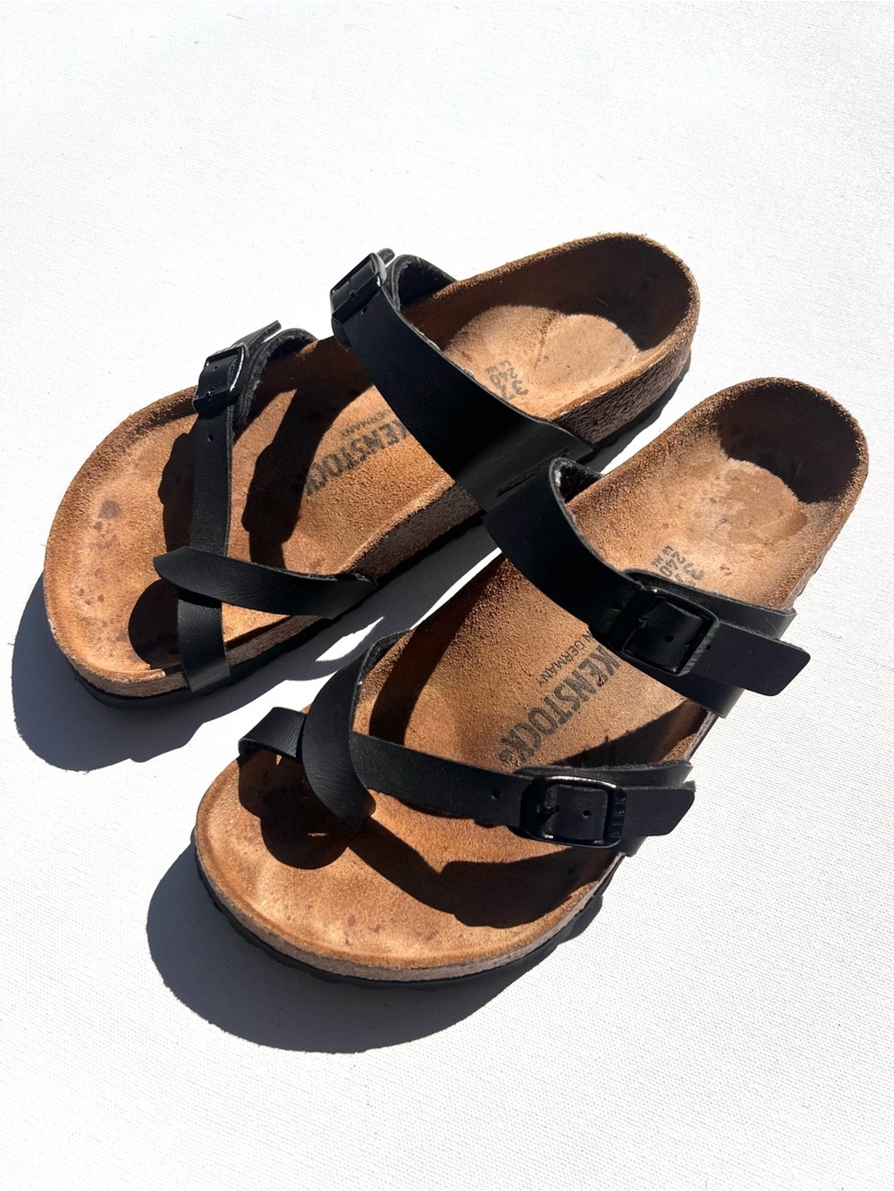 Birkenstock Miyari Birk-flor Black Suede flat strappy Sandals 37 6